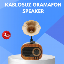 Mey İthalat® Retro Tasarımlı Mini Bluetooth Hoparlör ve FM Radyo Çoklu Medya