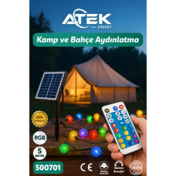 Mey İthalat® RGB Güneş Enerjili Boncuk Kamp Ve Bahçe Aydınlatma