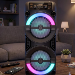 Mey İthalat® RGB Işıklı Taşınabilir Bluetooth Hoparlör Güçlü Stereo Ses