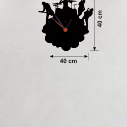 Mey İthalat® Rock Band ve Müzik Temalı Ahşap Duvar Saati - 40x40 cm Lazer Kesim