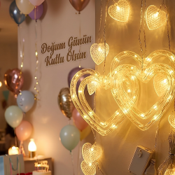 Mey İthalat® Romantik Kalp LED Işık Neon Görünümlü Dekoratif Oda Lambası