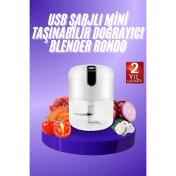 Mey İthalat® Rondo Doğrayıcı 250 ML Taşınabilir USB Şarjlı Pratik El Rondo Blender