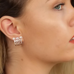 Mey İthalat® Rose Renk Ağaçlı Bayan Küpe