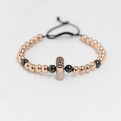 Mey İthalat® Rose Renk Çelik Zirkon Objeli Asansörlü Bileklik