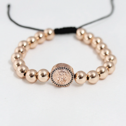 Mey İthalat® Rose Renk Çelik Zirkon Objeli Asansörlü Bileklik