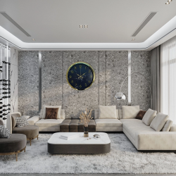 Mey İthalat® Royal Marble Gold 40 Cm Metal Duvar Saati