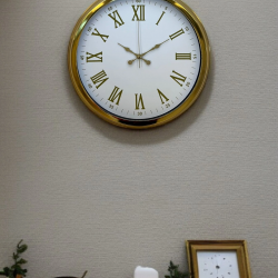 Mey İthalat® Royal White Gold 40 Cm Metal Duvar Saati