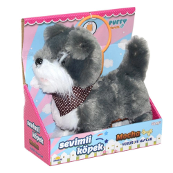 Mey İthalat® S00002859 YÜRÜYEN SEVİMLİ PELUŞ KÖPEK GRİ-SUN