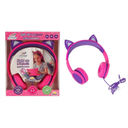 Mey İthalat® S00091067 -SUN-GLE-ECH-KULAKLIK KABLOLU KEDİ ŞKL.IŞIKLI PEMBE-MOR