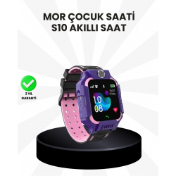Mey İthalat® S10 Akıllı Çocuk Saati Mor Model Çift Yönlü Konuşma ve SOS Fonksiyonu