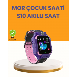 Mey İthalat® S10 Mor Akıllı Çocuk Saati Konum Takip ve Güvenlik Özellikli