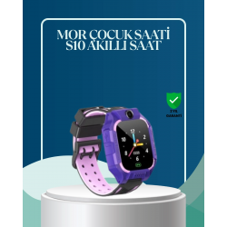 Mey İthalat® S10 Mor Çocuk Takip Saati Elektronik Bariyer ve Sesli Mesaj Destekli