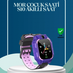 Mey İthalat® S10 Mor Çocuk Takip Saati Elektronik Bariyer ve Sesli Mesaj Destekli