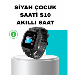 Mey İthalat® S10 Siyah Akıllı Çocuk Saati Konum Takip ve Güvenlik Özellikli
