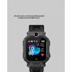 Mey İthalat® S10 Siyah Akıllı Çocuk Saati Konum Takip ve Güvenlik Özellikli