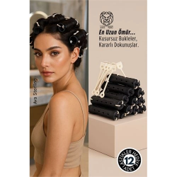 Mey İthalat® Saç Bigudisi - 12 li Saç Bukle Şekillendirme Seti - Lastikli - Ömürlük Şekillendirme