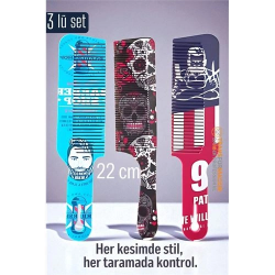 Mey İthalat® Saç Kesim Tarağı – Özel Tasarım 22 cm 3’lü Berber Tarağı Seti – Antistatik & Isıya Dayanıklı 722094