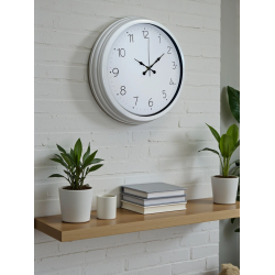 Mey İthalat® Sade Tasarım Beyaz 40 Cm Metal Standart Duvar Saati