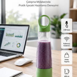 Mey İthalat® Sağlıklı İçecekler İçin Kompakt USB Şarjlı Blender