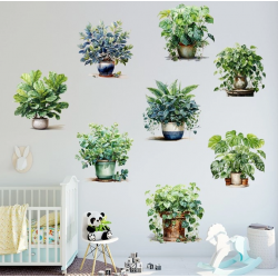 Mey İthalat® Saksılı Çiçek Tasarımlı 8li Sticker MC-480A