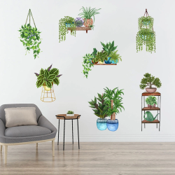 Mey İthalat® Saksılı Çiçek Tasarımlı Yapışkanlı Sticker MC-480D