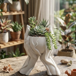 Mey İthalat® Sanatsal El Figürlü 3D Baskı Dekoratif Saksı Vazo Ev Ofis Dekoru