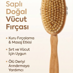 Mey İthalat® Saplı Doğal Vücut Fırçası – Sırt İçin Uzun Saplı, Kuru Fırçalama ve Masaj Etkili
