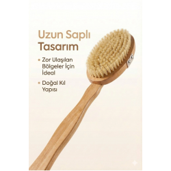 Mey İthalat® Saplı Doğal Vücut Fırçası – Sırt İçin Uzun Saplı, Kuru Fırçalama ve Masaj Etkili