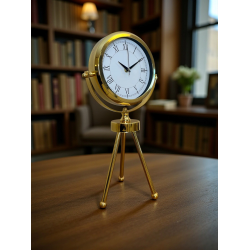 Mey İthalat® Saray Zarafeti Gold Tripod Üç Ayaklı Metal Masa Saati