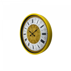 Mey İthalat® Sarı 36 Cm Desenli Dekoratif Duvar Saati