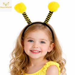 Mey İthalat® Sarı Siyah Arı Antenli Taç - Çocuk Arı Tacı Mega Ponponlu