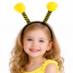 Mey İthalat® Sarı Siyah Arı Antenli Taç - Çocuk Arı Tacı Mega Ponponlu