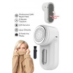 Mey İthalat® Şarjlı 2 Hızlı 6 Bıçaklı Tüy ve Tiftik Temizleme Makinesi