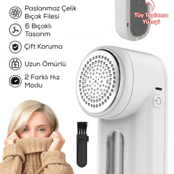 Mey İthalat® Şarjlı 2 Hızlı 6 Bıçaklı Tüy ve Tiftik Temizleme Makinesi