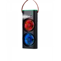 Mey İthalat® Şarjlı Buharlı Serinletici Fan RGB Işıklı Çift Pervaneli Masa Fanı