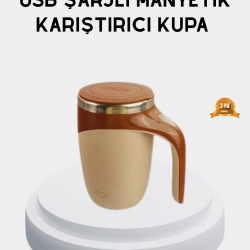 Mey İthalat® Şarjlı Otomatik Karıştırıcı Kupa Manyetik Mix Kupa Paslanmaz Çelik İç Astar