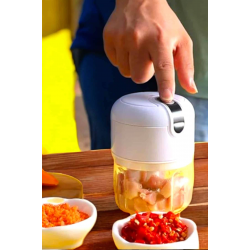 Mey İthalat® Şarjlı Portatif Doğrayıcı Mini Pratik Rondo El Doğrayıcı Üç Bıçaklı Çelik Bıçaklı