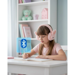 Mey İthalat® Şarjlı Tavşan Tasarımlı Kablosuz Bluetooth Kulaklık Stereo Ses ve Hafıza Kart Destekli