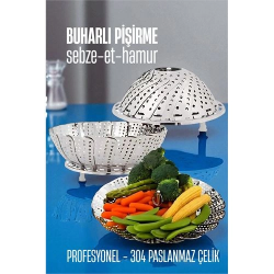 Mey İthalat® Sebze Pişirme Sepeti - Buharda Pişirme Haşlama Aparatı Paslanmaz Çelik 717858
