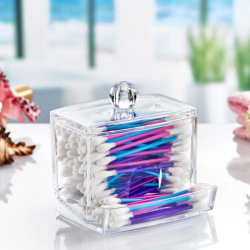 Mey İthalat®  Şeffaf Kapaklı Kulak Temizleme Çubuğu Organizatörü Saklama Kutusu