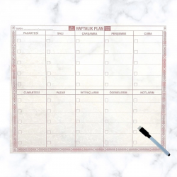 Mey İthalat®  Şeffaf Kendiliğinden Yapışkanlı Kalemli Haftalık Planlayıcı 40cm-50cm
