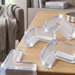 Mey İthalat® Şeffaf Köşe Koruyucu 4 Lü Set Çocuk Güvenlik Masa Köşe Aparatı