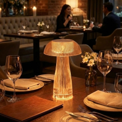 Mey İthalat®  Şeffaf Mantar Model LED Masa ası –Kumandalı Şarjlı, Dokunmatik, Rengarek Işık Modlu Dekoratif Gece ası