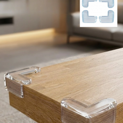 Mey İthalat® Şeffaf Masa Kenar Koruyucu 4 Lü Set Mobilya Köşe Koruma Aparatı