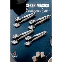 Mey İthalat® Şeker Maşası Paslanmaz Çelik 4 ADET 718702