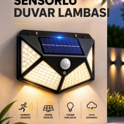 Mey İthalat® SENSÖRLÜ GÜNEŞ ENERJİLİ DUVAR LAMBASI