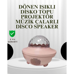 Mey İthalat® Sesle Etkileşimli Yıldız Projektörlü Gece Lambası – Bluetooth Hoparlörlü, USB Girişli, Dönen Okyanus