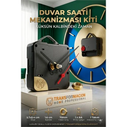 Mey İthalat® Sessiz Akar Saat Mekanizması Askılı Duvar Saati Motoru Akrep Yelkovan Seti 723157