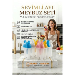 Mey İthalat® Sevimli Ayıcık Figürlü 8'li Dondurma Meybuz Kalıbı Seti - Sağlıklı Ev Yapımı Lezzetler 723093