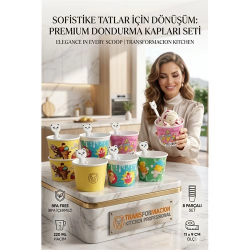 Mey İthalat® Sevimli Ayıcık Kaşıklı 8'li Dondurma Kasesi Seti - Parti, Atıştırmalık ve Mama Kabı 723094